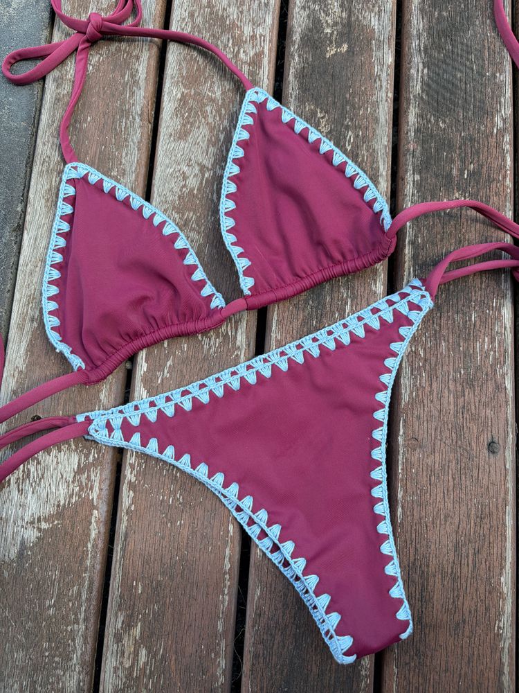 Adjustable crochet brazilian bottom - aquaberry