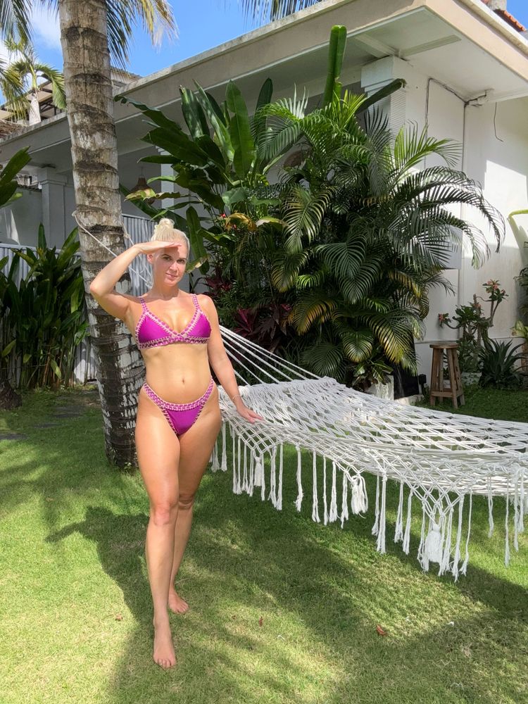 Crochet bikini triangle top purple