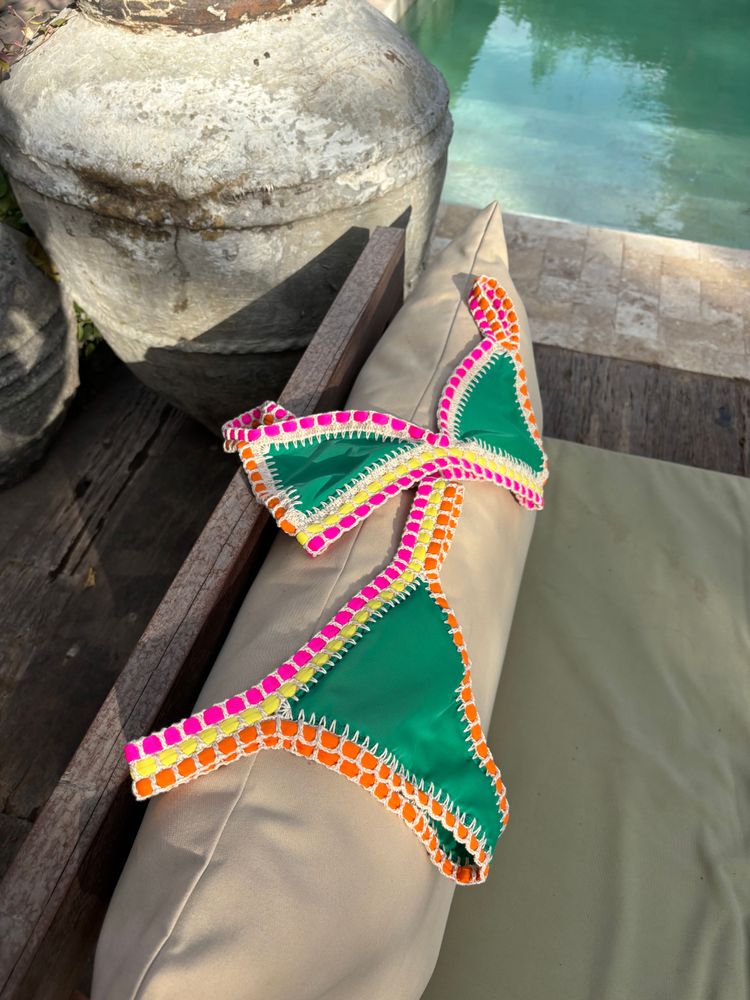 Crochet bikini bottom green