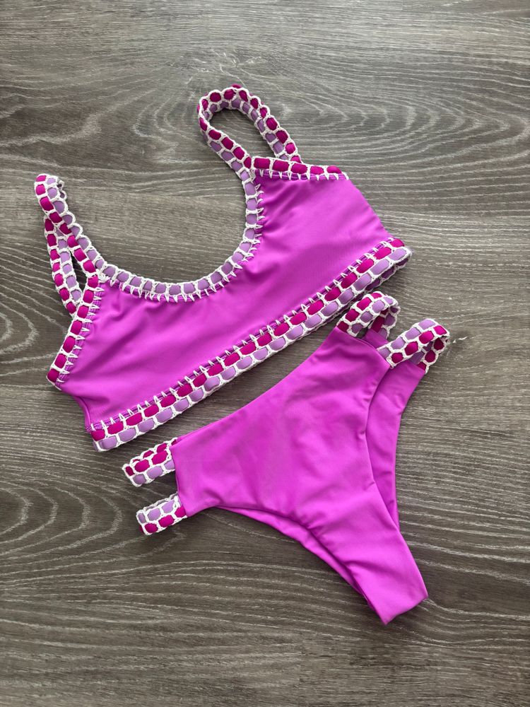 New crochet bikini lambada top - purple mix