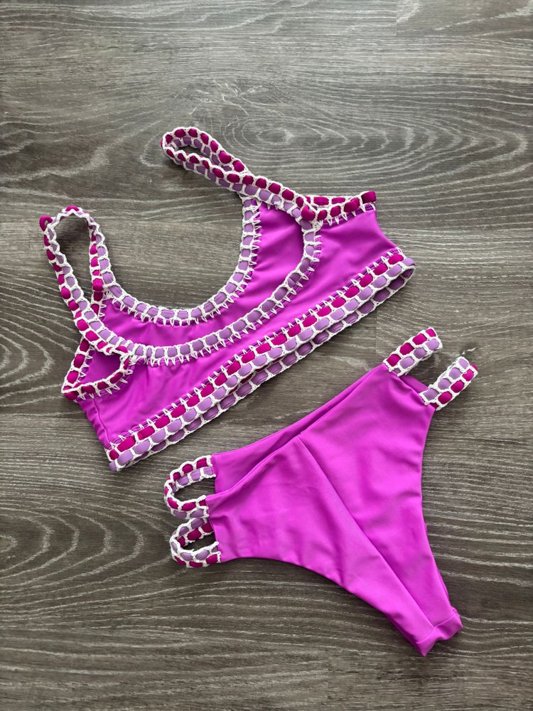 New crochet bikini lambada top - purple mix