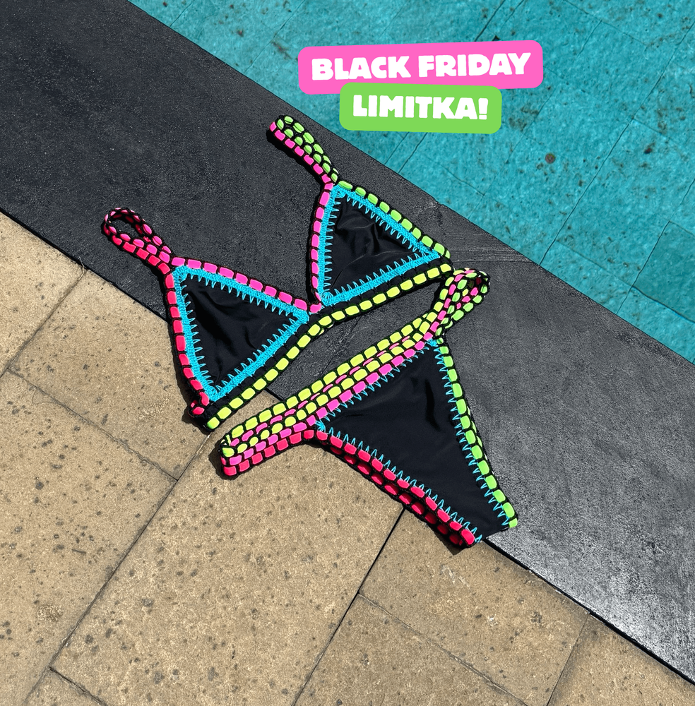 Crochet bikini bottom black mix