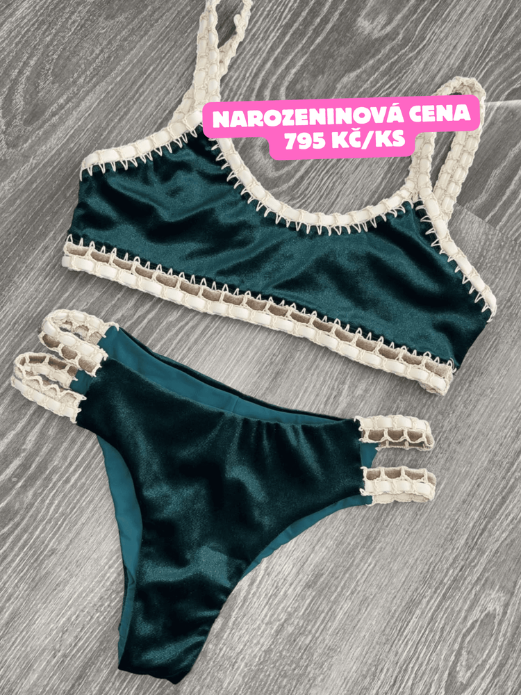 Lambada crochet bikini top - velvet smaragd