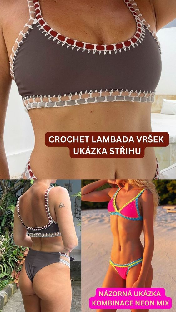 Lambada crochet bikini top neon mix