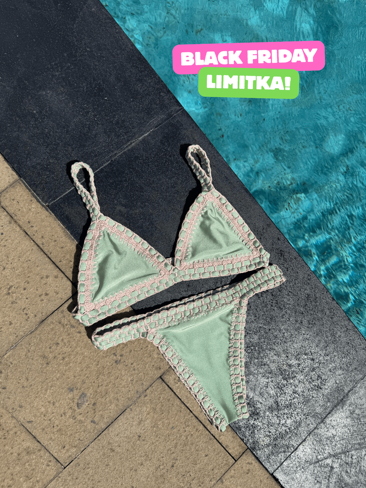 Crochet bikini bottom sage shiny