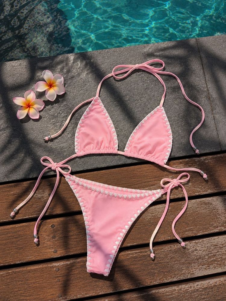 Adjustable crochet brazilian bottom - baby pink
