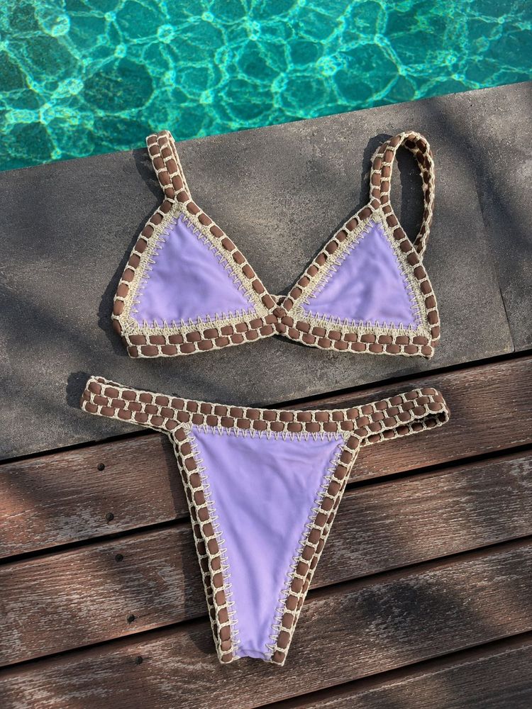 Crochet bikini triangle top mint lavender