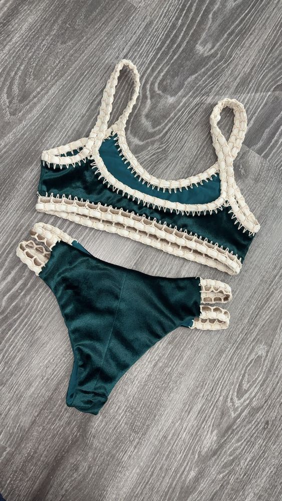 New crochet bikini bottom velvet smaragd