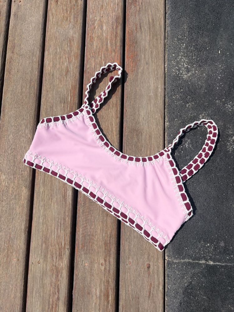 Lambada crochet bikini top - barre rose