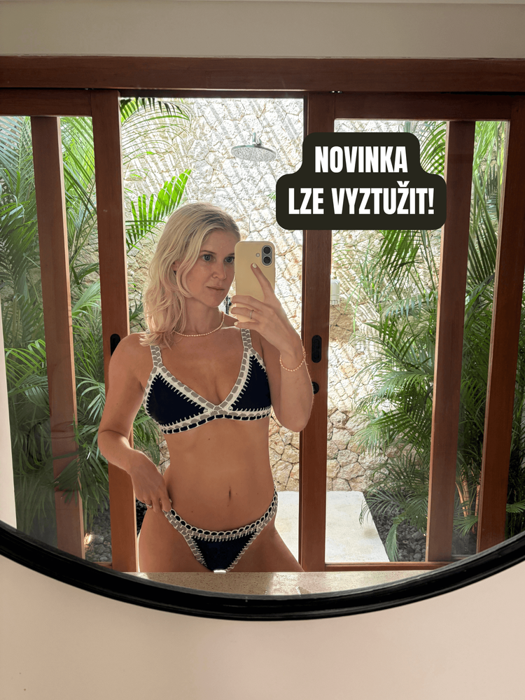 Crochet bikini triangle top navy