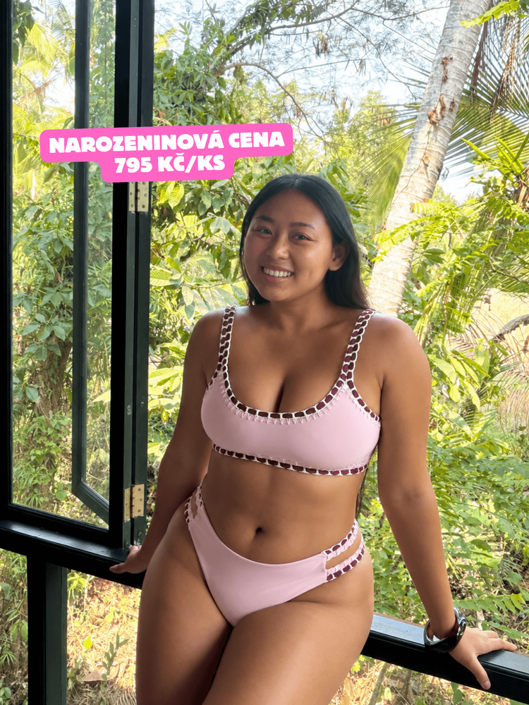 Lambada crochet bikini top - barre rose