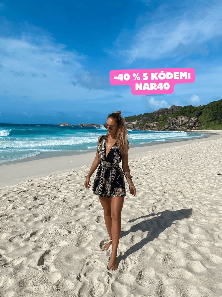 Black Playsuit - palms